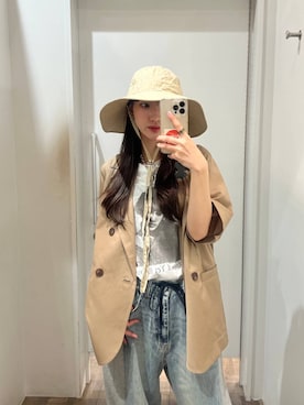 「JEANASIS（ジーナシス）のクロッグローファー/638847（ローファー、ブラック系）」を使った、みさみささん（レディース・153cm）の春コーディネート