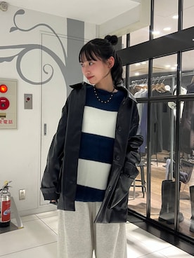 「JEANASIS（ジーナシス）の2WAYバックルサボ/1066512（モカシン/デッキシューズ、ブラック系）」を使った、みさみささん（レディース・153cm）の秋コーディネート