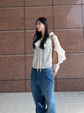 「JEANASIS（ジーナシス）の【抗菌防臭テープ付き】キリカエボリュームローファー/573242（ローファー、ブラック系）」を使った、みさみささん（レディース・153cm）の春コーディネート