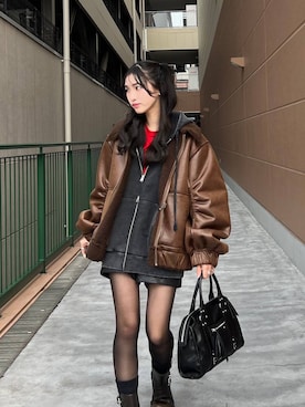 「アイテム（ボストンバッグ）」を使った、みさみささん（レディース・153cm・20代）の冬コーディネート