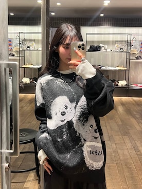 「JEANASIS（ジーナシス）のサーマルラウンドヘムLS TEE/1092778（Tシャツ/カットソー、グレー系）」を使った、みさみささん（レディース・153cm）の秋コーディネート