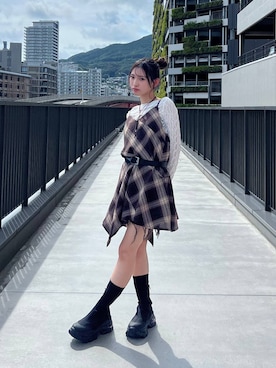 「アイテム（チュニック）」を使った、みさみささん（レディース・153cm）の夏コーディネート