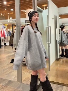 「JEANASIS（ジーナシス）のルーズFITロングブーツ/581263（ブーツ）」を使った、みさみささん（レディース・153cm）の秋コーディネート