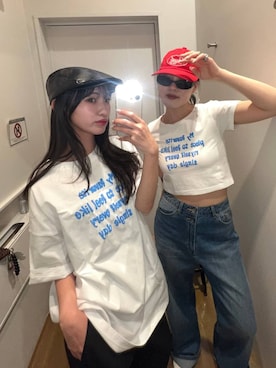 「JEANASIS（ジーナシス）のスタンダードワイドデニム/647643（デニムパンツ、ブルー系）」を使った、みさみささん（レディース・153cm）の春コーディネート