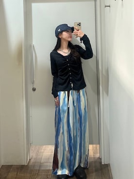 「JEANASIS（ジーナシス）のクロッグローファー/638847（ローファー、ブラック系）」を使った、みさみささん（レディース・153cm）の春コーディネート