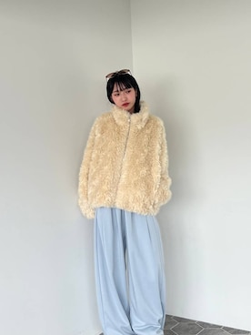 「JEANASIS（ジーナシス）の【接触冷感】5ポケットスウェットコクーンパンツ/683984（スウェットパンツ、ブルー系）」を使った、みさみささん（レディース・153cm）の夏コーディネート