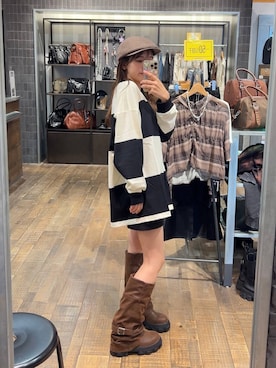 「JEANASIS（ジーナシス）のルーズFITロングブーツ/581263（ブーツ）」を使った、みさみささん（レディース・153cm）の秋コーディネート