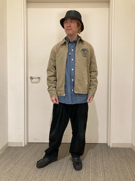 「AVIREX（アヴィレックス）のアイテム（ブルゾン）」を使った、SAKAIさん（メンズ・168cm）の冬コーディネート