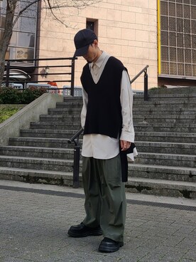 「tk.TAKEO KIKUCHI（ティーケータケオキクチ）のアイテム（帽子）」を使った、K.Kさん（メンズ・170cm）の春コーディネート