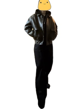 「アイテム（ライダースジャケット）」を使った、©️さん（メンズ・172cm）の冬コーディネート