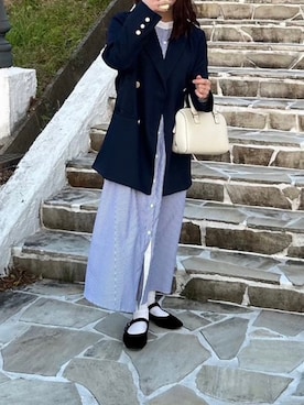 「corners」｜「アイテム（シャツワンピース）」を使った、あやかさん（レディース・155cm）の夏コーディネート