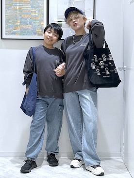 「GLOBAL WORK（グローバルワーク）のGOODデニムバギーパンツ/498388（デニムパンツ）」を使った、gwtoiさん（キッズ・144cm・40代）の秋コーディネート