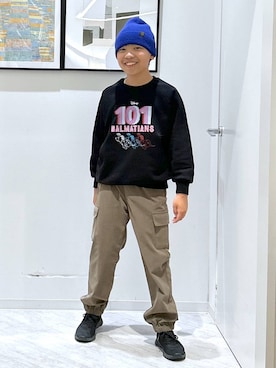 「アイテム（カーゴパンツ）」を使った、gwtoiさん（キッズ・144cm）の冬コーディネート