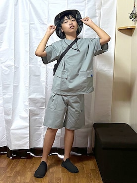 「GLOBAL WORK（グローバルワーク）のアイテム（帽子）」を使った、gwtoiさん（キッズ・150cm）の夏コーディネート