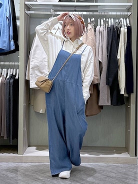 「GLOBAL WORK（グローバルワーク）のシルクプリントスカーフ/321108（バンダナ/スカーフ、ベージュ系）」を使った、gwtoiさん（レディース・159cm）の春コーディネート