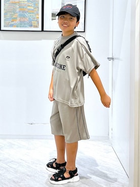 「ベーシック/シンプル」｜「アイテム（つなぎ/オールインワン）」を使った、gwtoiさん（キッズ・141cm）の夏コーディネート