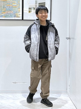 「アイテム（カーゴパンツ）」を使った、gwtoiさん（キッズ・144cm・30代）の冬コーディネート