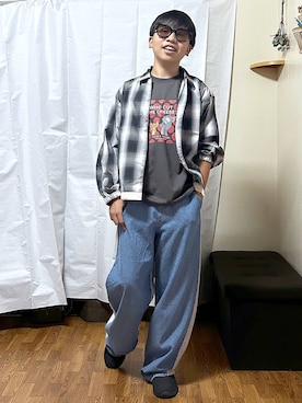 「GLOBAL WORK（グローバルワーク）のGOODデニムコクーンアソートパンツ/キッズ/1042913（デニムパンツ、ブルー系）」を使った、gwtoiさん（レディース・159cm）の秋コーディネート
