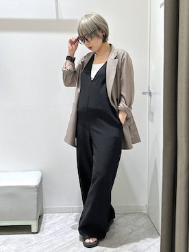 「GLOBAL WORK（グローバルワーク）のFffit エフィット/カップ付きキャミストレートネック/625132（キャミソール、ホワイト系）」を使った、gwtoiさん（レディース・159cm）の夏コーディネート
