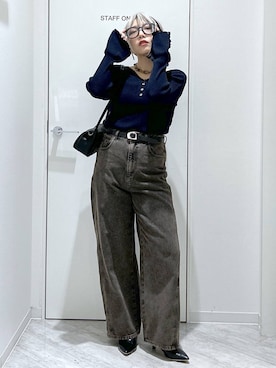 「GLOBAL WORK（グローバルワーク）のアイテム（ベルト）」を使った、gwtoiさん（レディース・159cm）の秋コーディネート