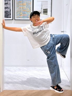 「アイテム（デニムパンツ）」を使った、gwtoiさん（キッズ・141cm）の夏コーディネート