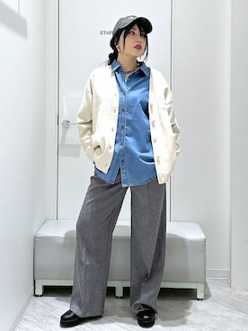 「NEW ERA（ニューエラ）のアイテム（ハット）」を使った、gwtoiさん（レディース・159cm）の秋コーディネート