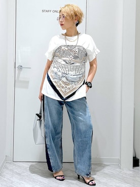 「アイテム（デニムパンツ）」を使った、gwtoiさん（レディース・159cm）の夏コーディネート