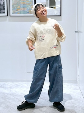 「アイテム（カーゴパンツ）」を使った、gwtoiさん（キッズ・144cm）の秋コーディネート