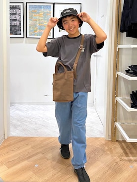 「GLOBAL WORK（グローバルワーク）のフェイクスエード2WAYショルダーS/603230（ショルダーバッグ、ブラウン系）」を使った、gwtoiさん（レディース・159cm）の春コーディネート