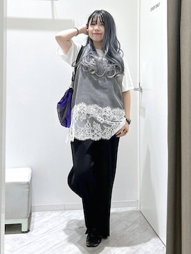 「GLOBAL WORK（グローバルワーク）のリッチクリーン透けにくいベーシックT/636788（Tシャツ/カットソー、ホワイト系）」を使った、gwtoiさん（レディース・159cm）の夏コーディネート