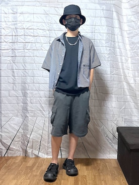「GLOBAL WORK（グローバルワーク）の【NEWERA】Bucket01/バケットハット/117611（キャップ）」を使った、gwtoiさん（キッズ・162cm・40代）の夏コーディネート