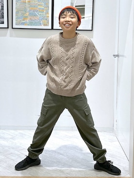 「アイテム（カーゴパンツ）」を使った、gwtoiさん（キッズ・144cm）の冬コーディネート