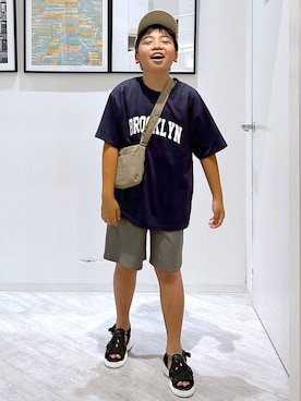 「GLOBAL WORK（グローバルワーク）のエアかるショーツ/147339（その他パンツ）」を使った、gwtoiさん（キッズ・141cm・40代）の夏コーディネート