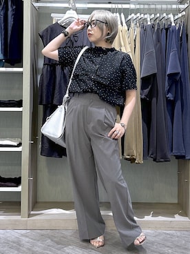 「GLOBAL WORK（グローバルワーク）のスペ軽変形5WAYBAG/580783（トートバッグ、シルバー系）」を使った、gwtoiさん（レディース・159cm）の夏コーディネート