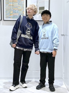 「GLOBAL WORK（グローバルワーク）のやわらかリッチネルレギュラーシャツ/498079（シャツ/ブラウス）」を使った、gwtoiさん（キッズ・144cm・30代）の秋コーディネート