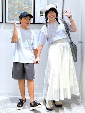 「GLOBAL WORK（グローバルワーク）のエアかるショーツ/147339（その他パンツ）」を使った、gwtoiさん（キッズ・141cm）の夏コーディネート