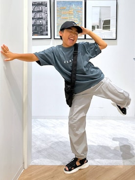 「GLOBAL WORK（グローバルワーク）のエアかるラインパンツ/147319（その他パンツ）」を使った、gwtoiさん（キッズ・141cm・30代）の夏コーディネート