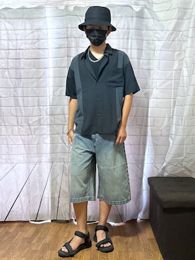 「GLOBAL WORK（グローバルワーク）の【NEWERA】Bucket01/バケットハット/117611（キャップ）」を使った、gwtoiさん（キッズ・162cm・30代）の夏コーディネート