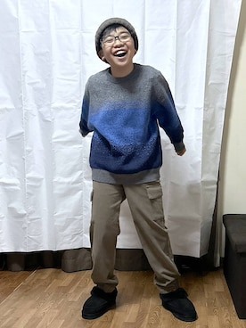 「アイテム（カーゴパンツ）」を使った、gwtoiさん（キッズ・144cm・30代）の冬コーディネート