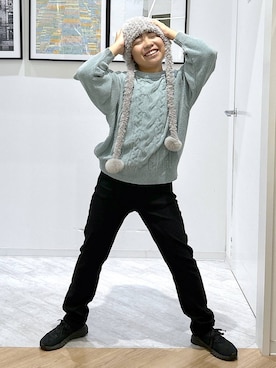 「アイテム（ニットキャップ/ビーニー）」を使った、gwtoiさん（キッズ・144cm）の冬コーディネート