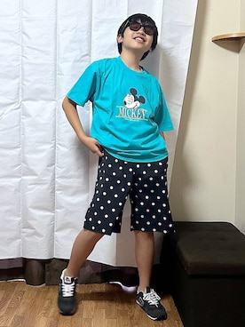 「GLOBAL WORK（グローバルワーク）のエアカルショーツ柄/618950（その他パンツ、ブラック系）」を使った、gwtoiさん（レディース・159cm）の夏コーディネート