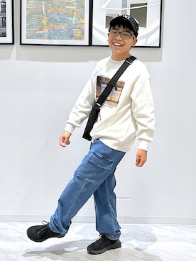 「アイテム（カーゴパンツ）」を使った、gwtoiさん（キッズ・144cm）の冬コーディネート
