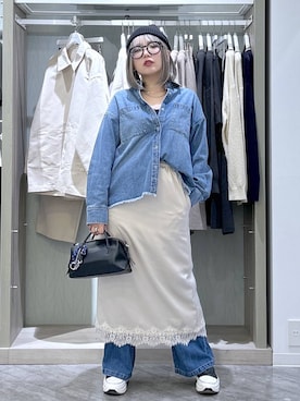 「GLOBAL WORK（グローバルワーク）のGOODデニムイージーパンツ/498394（デニムパンツ、ブルー系）」を使った、gwtoiさん（レディース・159cm）の春コーディネート