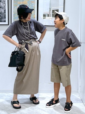 「GLOBAL WORK（グローバルワーク）のDRY/ストレッチハーフパンツ/147340（その他パンツ）」を使った、gwtoiさん（キッズ・141cm）の夏コーディネート