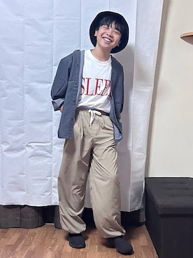 「GLOBAL WORK（グローバルワーク）のウエストレイヤードイージーパンツ/1045732（その他パンツ、ベージュ系）」を使った、gwtoiさん（レディース・159cm）の秋コーディネート