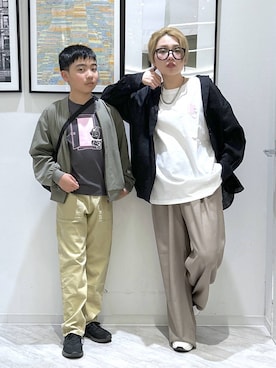 「GLOBAL WORK（グローバルワーク）のフレンチリネンシャツジャケット/599628（シャツ/ブラウス、ブラック系）」を使った、gwtoiさん（レディース・159cm）の春コーディネート