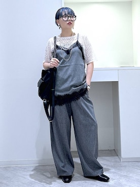 「GLOBAL WORK（グローバルワーク）のらくっションヒールローファー/136033（ローファー、ブラック系）」を使った、gwtoiさん（レディース・159cm）の秋コーディネート