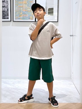 「GLOBAL WORK（グローバルワーク）のアイテム（帽子）」を使った、gwtoiさん（キッズ・141cm）の夏コーディネート