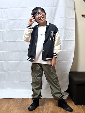 「アイテム（カーゴパンツ）」を使った、gwtoiさん（キッズ・144cm）の秋コーディネート