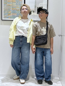 「GLOBAL WORK（グローバルワーク）のエアかるクラシックスニーカー/142642（スニーカー、ベージュ系）」を使った、gwtoiさん（レディース・159cm）の春コーディネート